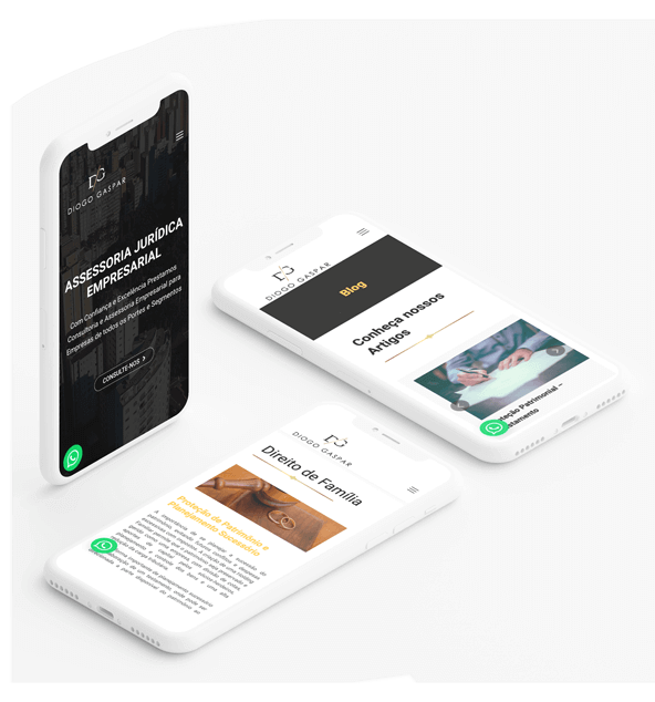 O que foi feito no projeto para o Diogo Gaspar ADV Criação de Site Profissional