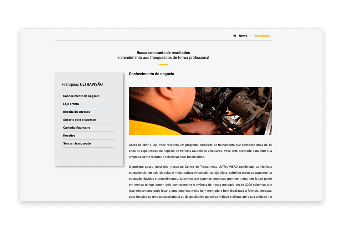 Página do Conteúdo site Ultravisão