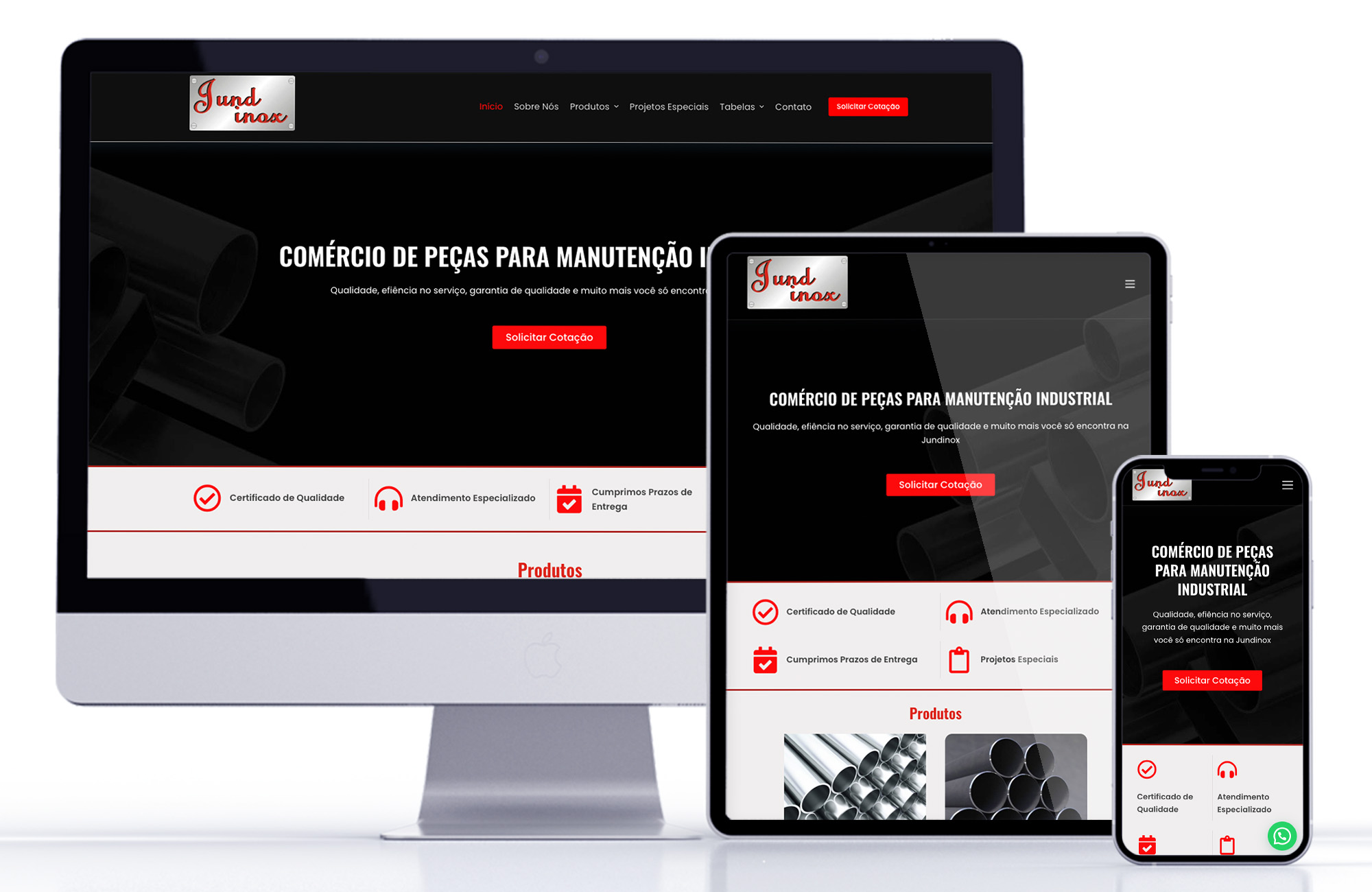 Website em vários dispositivo Jundinox Website em vários dispositivo Jundinox